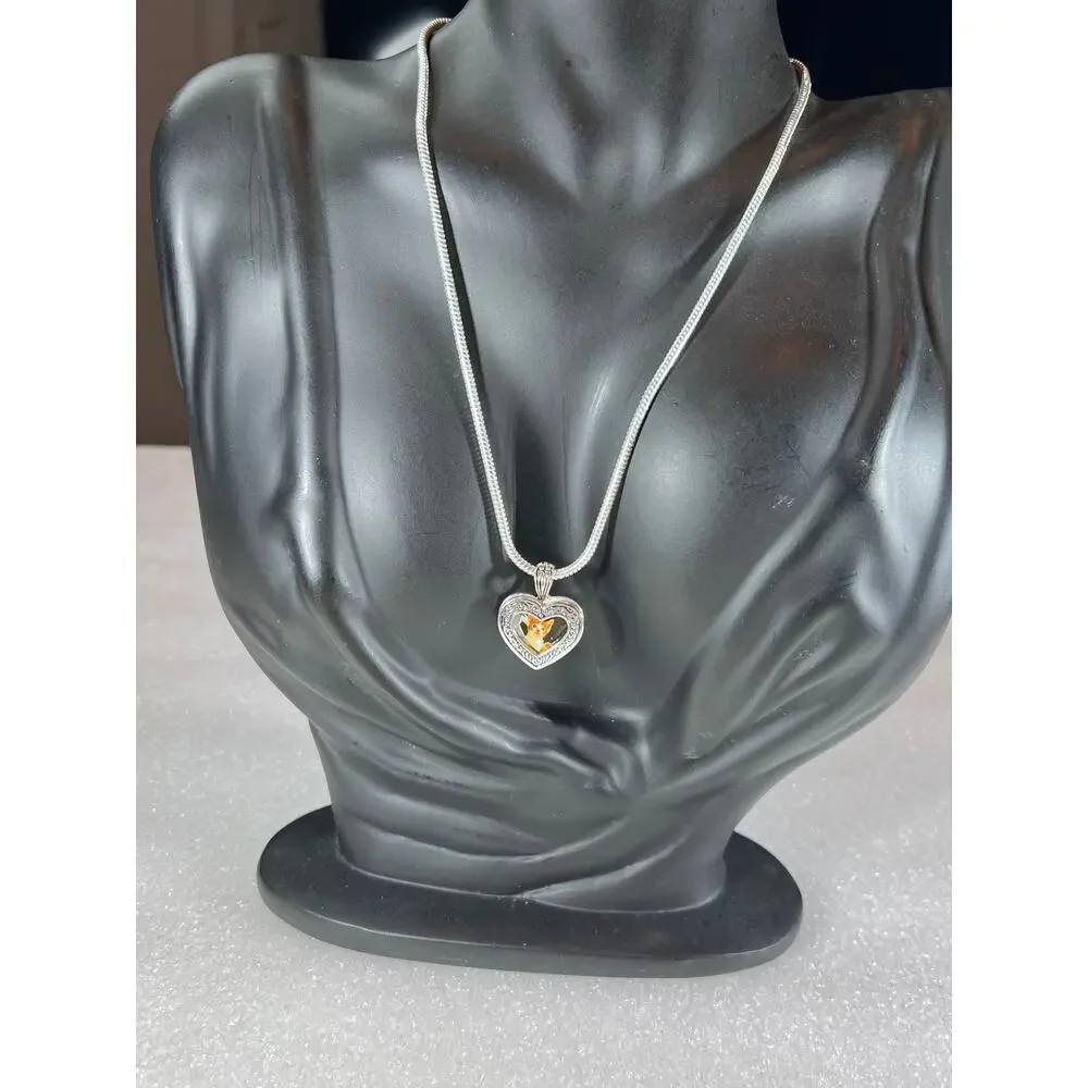 Retro Heart Shaped Reversable Picture Photo Frame Necklace Set New in Pack